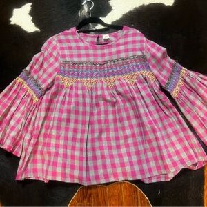 Ivy Jane Pink and Gray Checkered Top